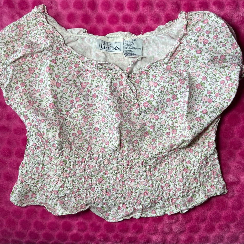 Y2K Basic Editions Floral Crop Top Girls Size 7/8 Preowned